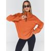 imageTrendy Queen Womens Oversized Sweatshirts Fall Fashion Hoodies Half Zip Pullover Long Sleeve Shirts Clothes OutfitsOrange