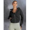 imageTrendy Queen Womens Zip Up Hoodies Jackets Cropped Sweatshirts Fleece Fall Outfits Casual Comfy Y2k Tops Winter Clothes 2025Black