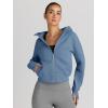imageTrendy Queen Womens Zip Up Hoodies Jackets Cropped Sweatshirts Fleece Fall Outfits Casual Comfy Y2k Tops Winter Clothes 2025Blue