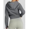 imageTrendy Queen Womens Zip Up Hoodies Jackets Cropped Sweatshirts Fleece Fall Outfits Casual Comfy Y2k Tops Winter Clothes 2025Darkgrey