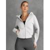 imageTrendy Queen Womens Zip Up Hoodies Jackets Cropped Sweatshirts Fleece Fall Outfits Casual Comfy Y2k Tops Winter Clothes 2025Grey