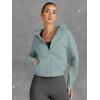 imageTrendy Queen Womens Zip Up Hoodies Jackets Cropped Sweatshirts Fleece Fall Outfits Casual Comfy Y2k Tops Winter Clothes 2025Greygreen