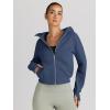 imageTrendy Queen Womens Zip Up Hoodies Jackets Cropped Sweatshirts Fleece Fall Outfits Casual Comfy Y2k Tops Winter Clothes 2025Navyblue