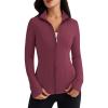 imageTrendy Queen Womens Lightweight Zip Up Jackets Mock Turtleneck Fall Hoodies Fitted 2024 Athletic Workout Clothes with PocketsRed