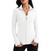 imageTrendy Queen Womens Lightweight Zip Up Jackets Mock Turtleneck Fall Hoodies Fitted 2024 Athletic Workout Clothes with PocketsWhite