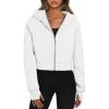 imageTrendy Queen Womens Zip Up Hoodies Jackets Cropped Sweatshirts Fleece Fall Outfits Casual Comfy Y2k Tops Winter Clothes 2025White