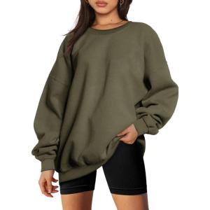 imageTrendy Queen Sweatshirts for Women Hoodies Oversized Crewneck Tops Sweaters Comfy Fall Winter Outfits Clothes 2024 FashionArmygreen
