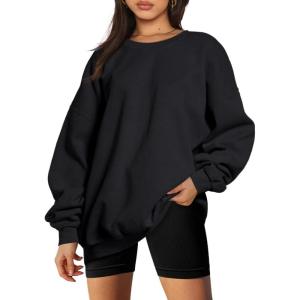 imageTrendy Queen Sweatshirts for Women Hoodies Oversized Crewneck Tops Sweaters Comfy Fall Winter Outfits Clothes 2024 FashionBlack