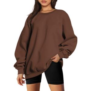 imageTrendy Queen Sweatshirts for Women Hoodies Oversized Crewneck Tops Sweaters Comfy Fall Winter Outfits Clothes 2024 FashionBrown