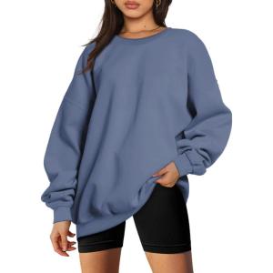 imageTrendy Queen Sweatshirts for Women Hoodies Oversized Crewneck Tops Sweaters Comfy Fall Winter Outfits Clothes 2024 FashionGreyblue