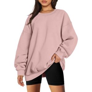 imageTrendy Queen Sweatshirts for Women Hoodies Oversized Crewneck Tops Sweaters Comfy Fall Winter Outfits Clothes 2024 FashionGreypink