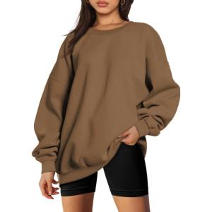 imageTrendy Queen Sweatshirts for Women Hoodies Oversized Crewneck Tops Sweaters Comfy Fall Winter Outfits Clothes 2024 FashionKhaki