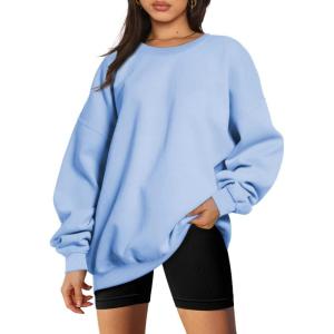 imageTrendy Queen Sweatshirts for Women Hoodies Oversized Crewneck Tops Sweaters Comfy Fall Winter Outfits Clothes 2024 FashionLightblue