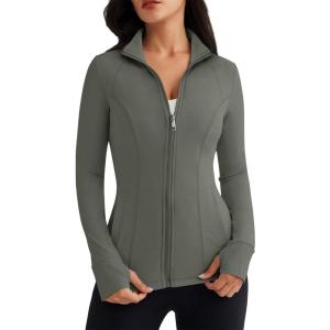 imageTrendy Queen Womens Lightweight Zip Up Jackets Mock Turtleneck Fall Hoodies Fitted 2024 Athletic Workout Clothes with PocketsArmygreen