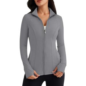 imageTrendy Queen Womens Lightweight Zip Up Jackets Mock Turtleneck Fall Hoodies Fitted 2024 Athletic Workout Clothes with PocketsGrey
