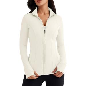 imageTrendy Queen Womens Lightweight Zip Up Jackets Mock Turtleneck Fall Hoodies Fitted 2024 Athletic Workout Clothes with PocketsLightyellow