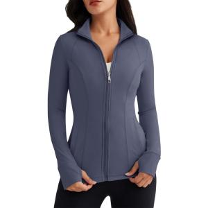 imageTrendy Queen Womens Lightweight Zip Up Jackets Mock Turtleneck Fall Hoodies Fitted 2024 Athletic Workout Clothes with PocketsNavyblue