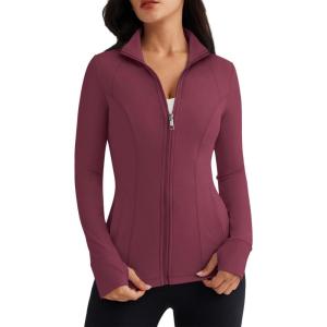 imageTrendy Queen Womens Lightweight Zip Up Jackets Mock Turtleneck Fall Hoodies Fitted 2024 Athletic Workout Clothes with PocketsRed