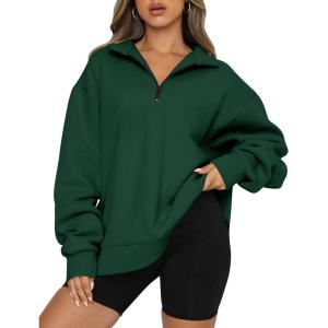 imageTrendy Queen Womens Oversized Sweatshirts Fall Fashion Hoodies Half Zip Pullover Long Sleeve Shirts Clothes OutfitsDarkgreen