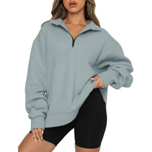 imageTrendy Queen Womens Oversized Sweatshirts Fall Fashion Hoodies Half Zip Pullover Long Sleeve Shirts Clothes OutfitsLightgreen