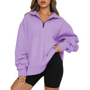 imageTrendy Queen Womens Oversized Sweatshirts Fall Fashion Hoodies Half Zip Pullover Long Sleeve Shirts Clothes OutfitsPurple