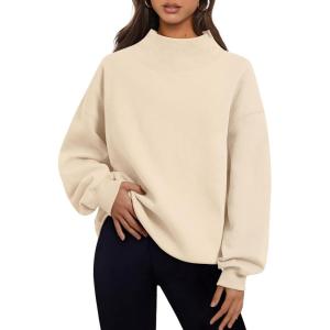 imageTrendy Queen Womens Oversized Sweatshirts Turtleneck Pullover Long Sleeve Hoodies Tops Fall Fashion Outfits 2025 ClothesApricot