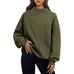 imageTrendy Queen Womens Oversized Sweatshirts Turtleneck Pullover Long Sleeve Hoodies Tops Fall Fashion Outfits 2025 ClothesArmygreen