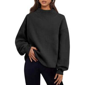 imageTrendy Queen Womens Oversized Sweatshirts Turtleneck Pullover Long Sleeve Hoodies Tops Fall Fashion Outfits 2025 ClothesBlack