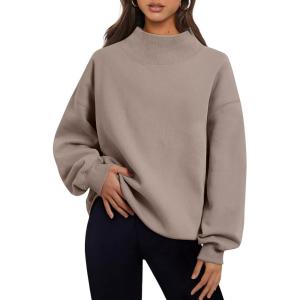 imageTrendy Queen Womens Oversized Sweatshirts Turtleneck Pullover Long Sleeve Hoodies Tops Fall Fashion Outfits 2025 ClothesCoffeegrey