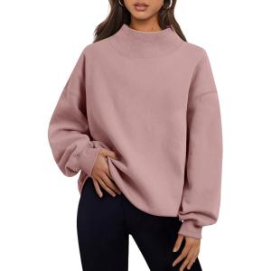 imageTrendy Queen Womens Oversized Sweatshirts Turtleneck Pullover Long Sleeve Hoodies Tops Fall Fashion Outfits 2025 ClothesDarkpink
