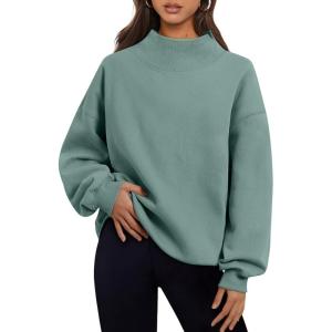 imageTrendy Queen Womens Oversized Sweatshirts Turtleneck Pullover Long Sleeve Hoodies Tops Fall Fashion Outfits 2025 ClothesGreen