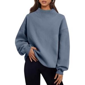 imageTrendy Queen Womens Oversized Sweatshirts Turtleneck Pullover Long Sleeve Hoodies Tops Fall Fashion Outfits 2025 ClothesGreyblue