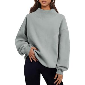 imageTrendy Queen Womens Oversized Sweatshirts Turtleneck Pullover Long Sleeve Hoodies Tops Fall Fashion Outfits 2025 ClothesGreygreen