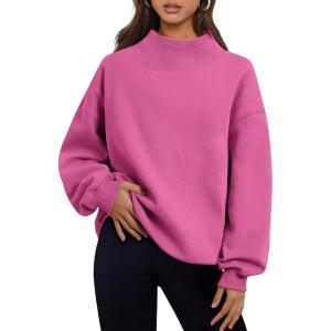 imageTrendy Queen Womens Oversized Sweatshirts Turtleneck Pullover Long Sleeve Hoodies Tops Fall Fashion Outfits 2025 ClothesHotpink