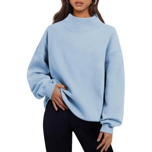 imageTrendy Queen Womens Oversized Sweatshirts Turtleneck Pullover Long Sleeve Hoodies Tops Fall Fashion Outfits 2025 ClothesLightblue
