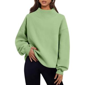 imageTrendy Queen Womens Oversized Sweatshirts Turtleneck Pullover Long Sleeve Hoodies Tops Fall Fashion Outfits 2025 ClothesLightgreen