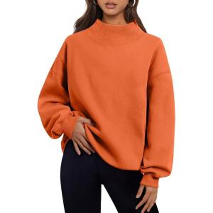 imageTrendy Queen Womens Oversized Sweatshirts Turtleneck Pullover Long Sleeve Hoodies Tops Fall Fashion Outfits 2025 ClothesOrange