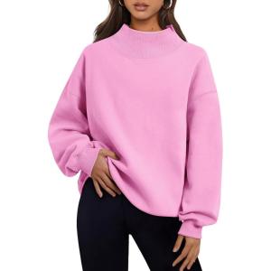 imageTrendy Queen Womens Oversized Sweatshirts Turtleneck Pullover Long Sleeve Hoodies Tops Fall Fashion Outfits 2025 ClothesPink
