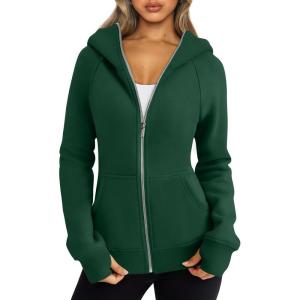 imageTrendy Queen Womens Zip Up Hoodies Fleece Jackets Oversized Sweatshirts Fall Fashion Outfits Sweaters Winter ClothesDarkgreen