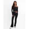 imageTrendy Queen 2 Piece Outfits for Women Going Out Y2K Two Piece Matching Sets Sexy Off Shoulder Crop Tops and Fold Over Yoga Pants Workout Fall Fashion Clothes 2024 Black Medium