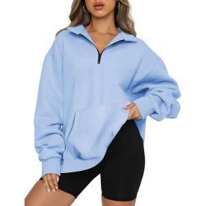 imageTrendy Queen Womens Zip Up Hoodies Oversized Sweatshirts Preppy Clothes Fall Teen Girls Outfits Fashion Crewneck PulloverLightblue