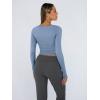 imageTrendy Queen Womens Long Sleeve Shirts Crop Tops Square Neck Going Out Basics Tees Y2K Winter Clothes 2025Blue Gray