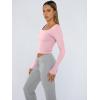 imageTrendy Queen Womens Long Sleeve Shirts Crop Tops Square Neck Going Out Basics Tees Y2K Winter Clothes 2025Pink