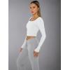 imageTrendy Queen Womens Long Sleeve Shirts Crop Tops Square Neck Going Out Basics Tees Y2K Winter Clothes 2025White