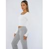 imageTrendy Queen Womens Long Sleeve Shirts Crop Tops Square Neck Going Out Basics Tees Y2K Winter Clothes 2025White