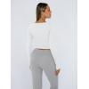 imageTrendy Queen Womens Long Sleeve Shirts Crop Tops Square Neck Going Out Basics Tees Y2K Winter Clothes 2025White
