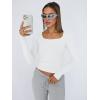 imageTrendy Queen Womens Long Sleeve Shirts Crop Tops Square Neck Going Out Basics Tees Y2K Winter Clothes 2025White