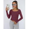 imageTrendy Queen Womens Long Sleeve Shirts Crop Tops Square Neck Going Out Basics Tees Y2K Winter Clothes 2025Wine Red