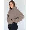 imageTrendy Queen Sweatshirts Quarter Half Zip Pullover Oversized Hoodies Sweaters Comfy Fall Outfits 2025 Y2K Winter ClothesCoffee Grey