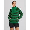 imageTrendy Queen Sweatshirts Quarter Half Zip Pullover Oversized Hoodies Sweaters Comfy Fall Outfits 2025 Y2K Winter ClothesCoffee and Green